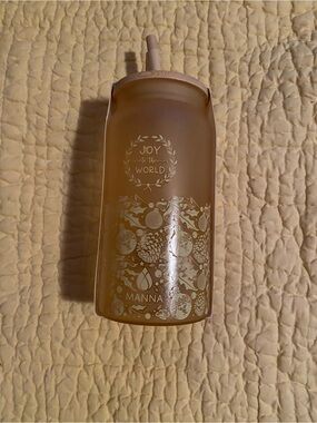 Manna Frosted Glass Tumbler with Bamboo Straw and Lid